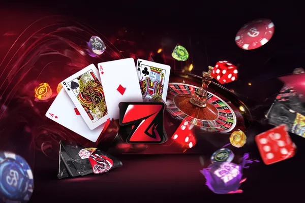 OKPK Live Games — Take part in high-energy casino action A glowing roulette wheel with cascading chips, symbolizing the engaging live and instant-win games available on OKPK.